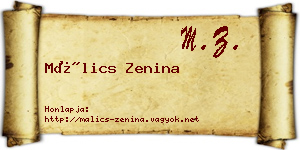 Málics Zenina névjegykártya
